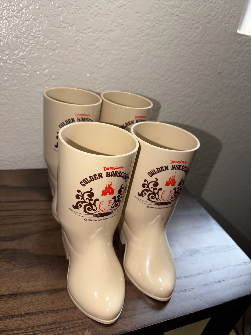 1986 Disneyland Golden Horseshoe Saloon boot mugs- Set Of 4 - Picture 2 of 6